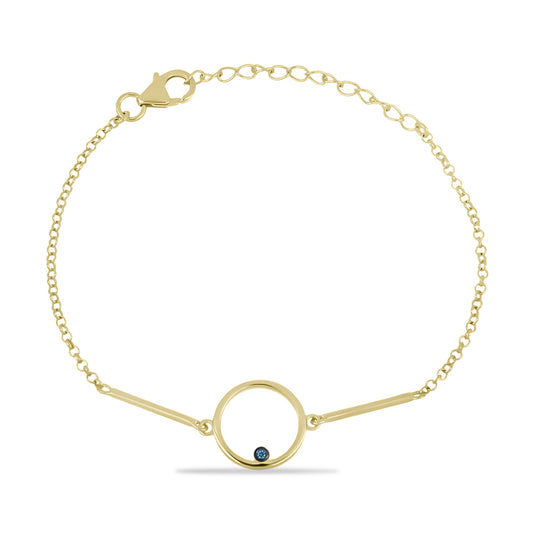 Pulseira de Prata com Banho de Ouro com Diamante Azul  Contraste: Cabeca de Veado (800)