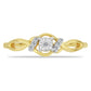 Anel de Prata com Banho de Ouro com Diamante Branco e Zircão Branco