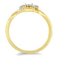 Anel de Prata com Banho de Ouro com Diamante Branco e Zircão Branco