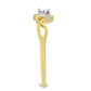 Anel de Prata com Banho de Ouro com Diamante Branco e Zircão Branco