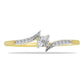Anel de Prata com Banho de Ouro com Diamante Branco e Zircão Branco