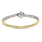 Anel de Prata com Banho de Ouro com Diamante Branco e Zircão Branco