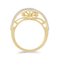 Anel de Prata com Banho de Ouro com Diamante Branco e Zircão Branco  Contraste: Cabeca de Veado (800)