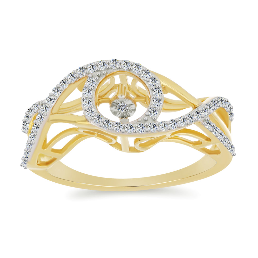 Anel de Prata com Banho de Ouro com Diamante Branco e Zircão Branco  Contraste: Cabeca de Veado (800) 3 