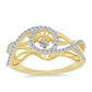 Anel de Prata com Banho de Ouro com Diamante Branco e Zircão Branco  Contraste: Cabeca de Veado (800)