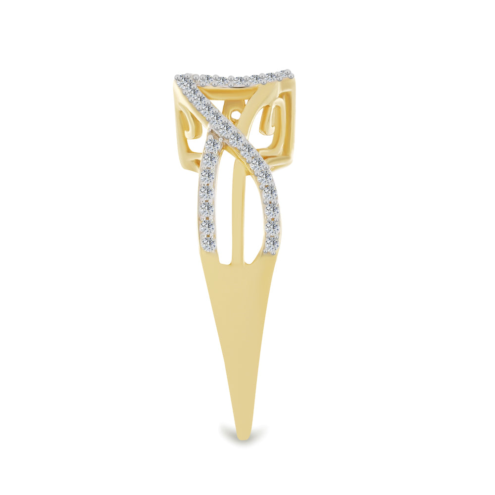 Anel de Prata com Banho de Ouro com Diamante Branco e Zircão Branco  Contraste: Cabeca de Veado (800) 4 