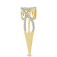 Anel de Prata com Banho de Ouro com Diamante Branco e Zircão Branco  Contraste: Cabeca de Veado (800)