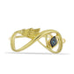 Anel de Prata com Banho de Ouro com Diamante Azul