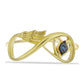 Anel de Prata com Banho de Ouro com Diamante Azul