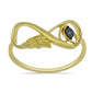 Anel de Prata com Banho de Ouro com Diamante Azul