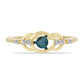 Anel de Prata com Banho de Ouro com Diamante Azul e Zircão Branco
