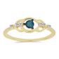 Anel de Prata com Banho de Ouro com Diamante Azul e Zircão Branco