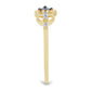 Anel de Prata com Banho de Ouro com Diamante Azul e Zircão Branco