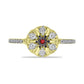Anel de Prata com Banho de Ouro com Diamante Vermelho e Zircão Branco  Contraste: Cabeca de Veado (800)