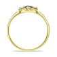 Anel de Prata com Banho de Ouro com Diamante Vermelho e Zircão Branco  Contraste: Cabeca de Veado (800)