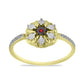 Anel de Prata com Banho de Ouro com Diamante Vermelho e Zircão Branco  Contraste: Cabeca de Veado (800)