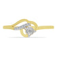 Anel de Prata com Banho de Ouro com Diamante Branco e Zircão Branco