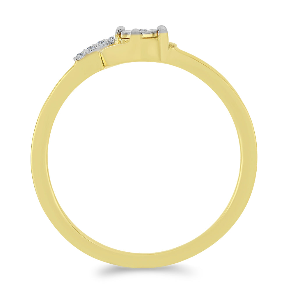 Anel de Prata com Banho de Ouro com Diamante Branco e Zircão Branco 2 