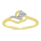 Anel de Prata com Banho de Ouro com Diamante Branco e Zircão Branco