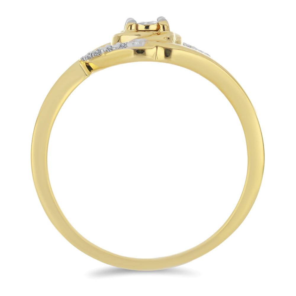 Anel de Prata com Banho de Ouro com Diamante Branco e Zircão Branco 2 