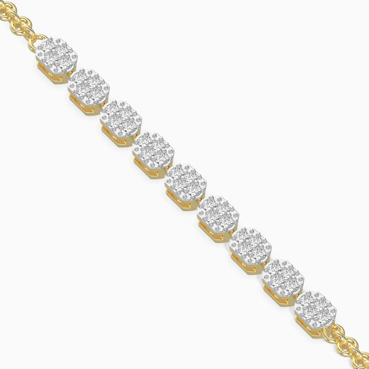 Pulseira de Ouro 14K com Diamante Branco (36 peças) Contraste: Cabeca de Pato