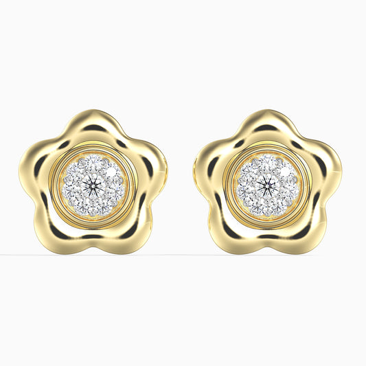 Brincos de Ouro 14K com Diamante Branco (16 peças) Contraste: Cabeca de Pato