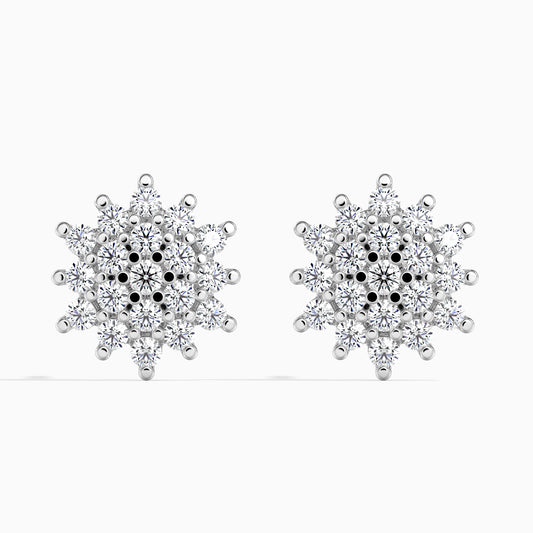Brincos de Ouro Branco 14K com Diamante Branco (38 peças) Contraste: Cabeca de Pato