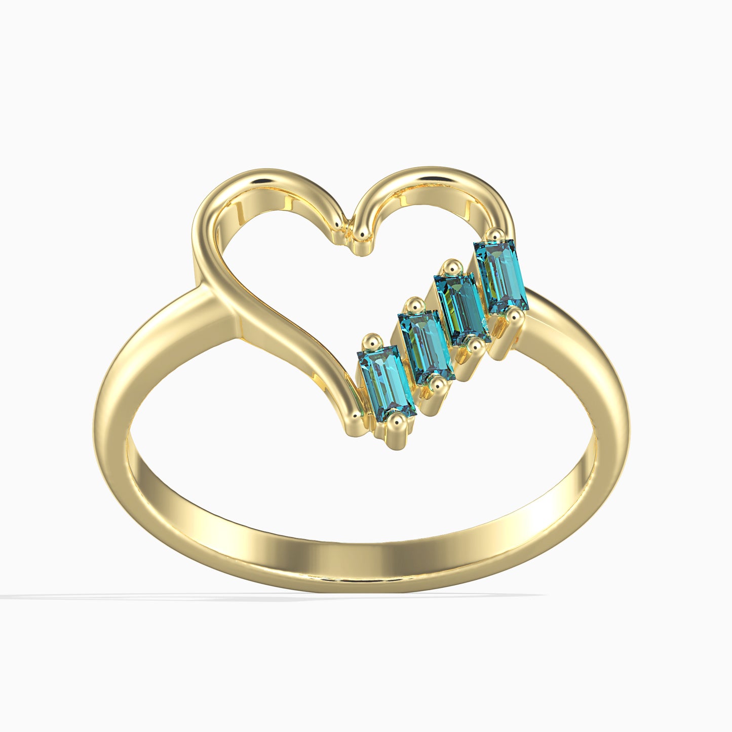Anel de Ouro 14K com Diamante Azul (4 peças) Contraste: Cabeca de Pato