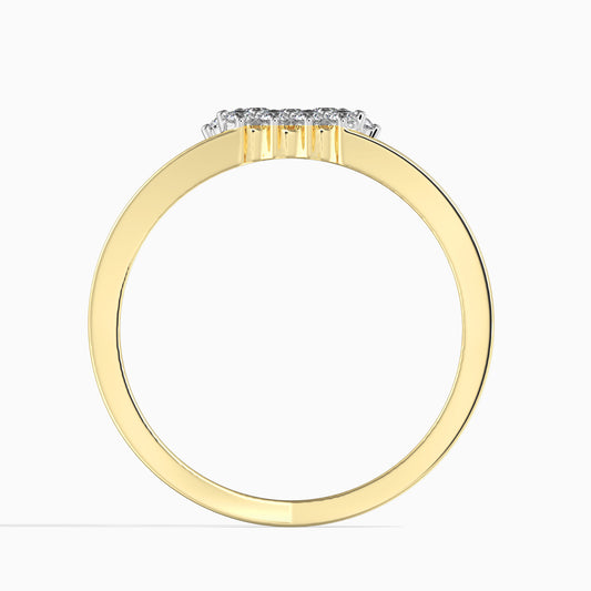Anel de Ouro 14K com Diamante Branco (13 peças) Contraste: Cabeca de Pato