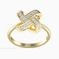 Anel de Ouro 14K com Diamante Branco (16 peças) Contraste: Cabeca de Pato