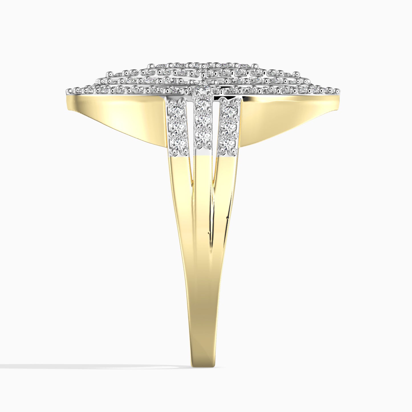 Anel de Ouro 14K com Diamante Branco (95 peças) Contraste: Cabeca de Pato