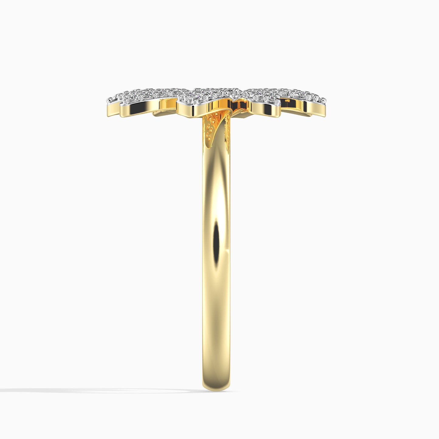 Anel de Ouro 14K com Diamante Branco (83 peças) Contraste: Cabeca de Pato