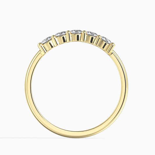 Anel de Ouro 14K com Diamante Branco (5 peças) Contraste: Cabeca de Pato