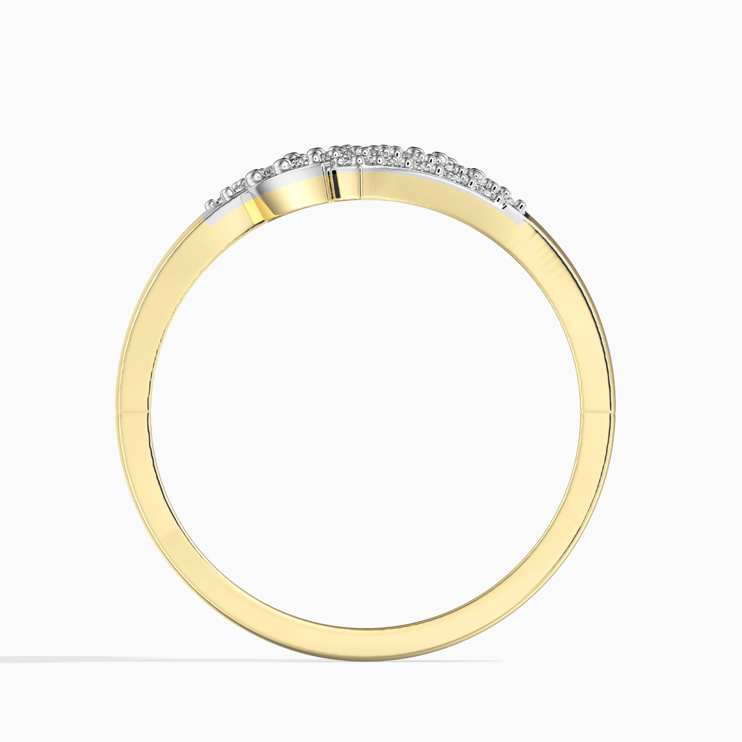 Anel de Ouro 14K com Diamante Branco (36 peças) Contraste: Cabeca de Pato