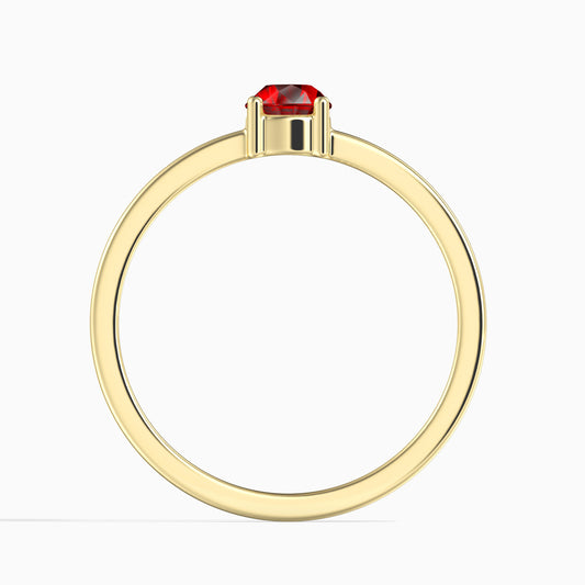 Anel de Ouro 14K com Diamante Vermelho  Contraste: Cabeca de Pato