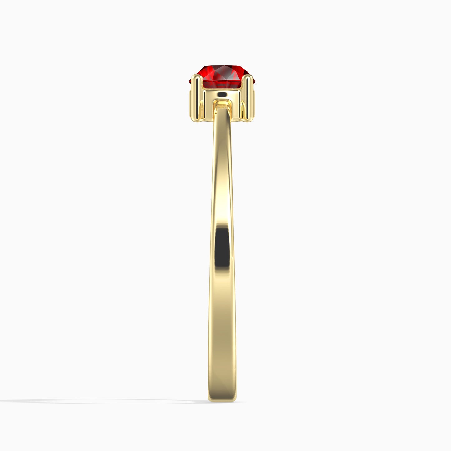 Anel de Ouro 14K com Diamante Vermelho  Contraste: Cabeca de Pato