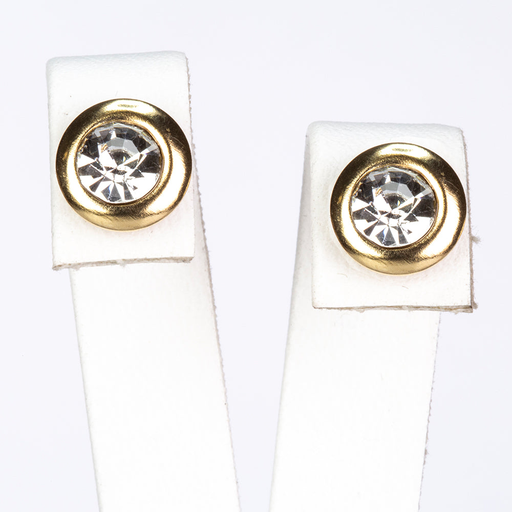 Conjunto de Liga de Ouro com Pérola de Vidro e Cristal Emporia® Branco ( Brincos )