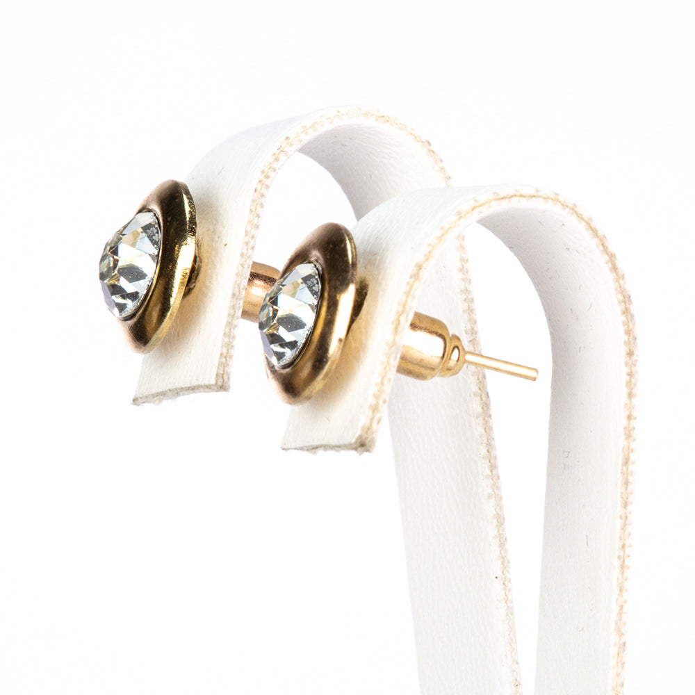 Conjunto de Liga de Ouro com Pérola de Vidro e Cristal Emporia® Branco ( Brincos )