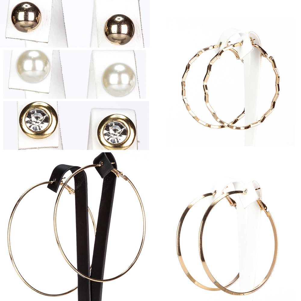 Conjunto de Liga de Ouro com Pérola de Vidro e Cristal Emporia® Branco ( Brincos ) 1 