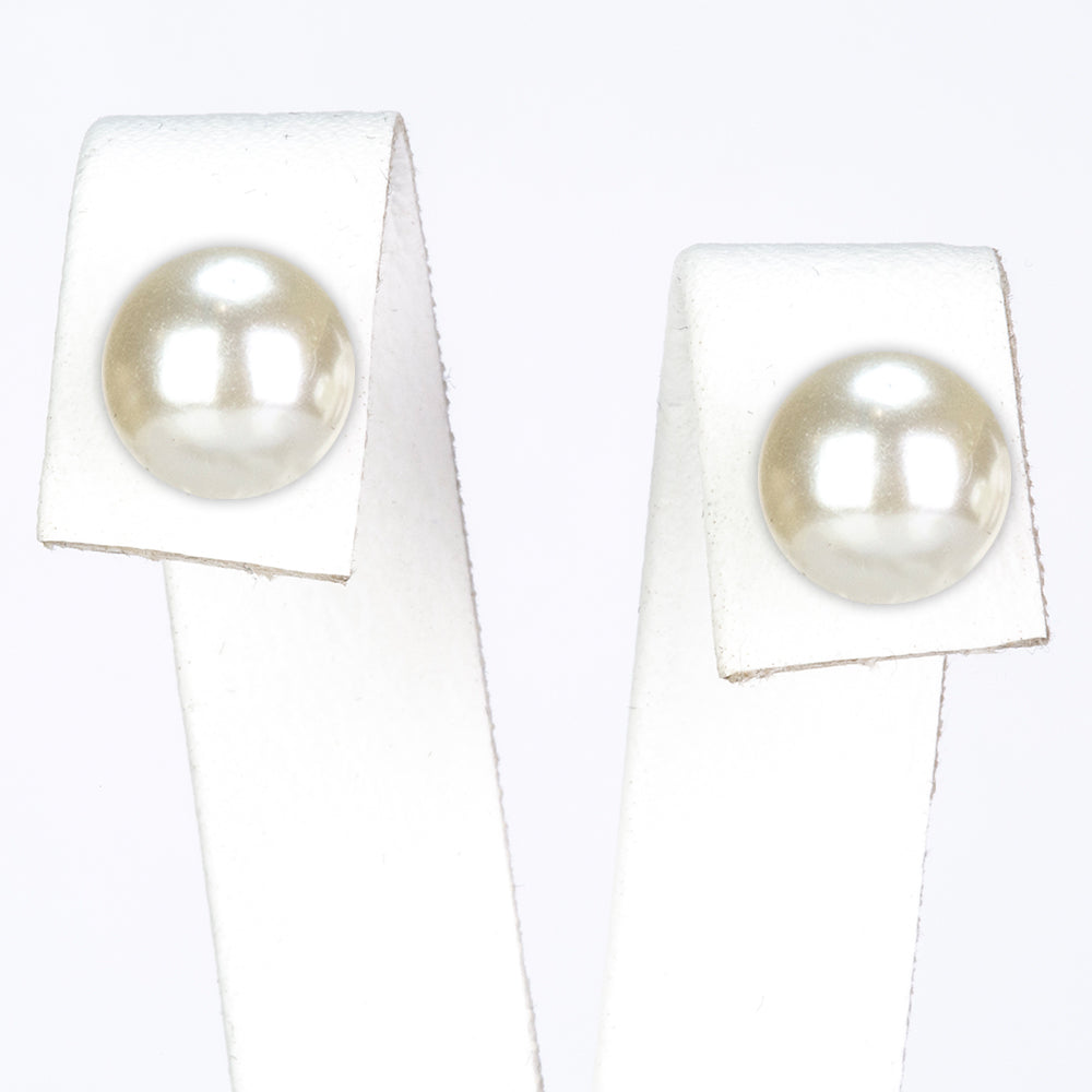 Conjunto de Liga de Ouro com Pérola de Vidro e Cristal Emporia® Branco ( Brincos ) 8 