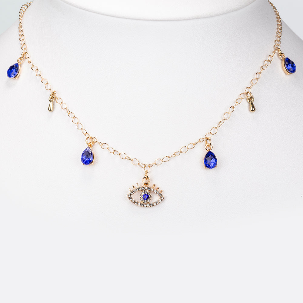 Colar de Liga de Ouro com Cristal Emporia® Azul 1 