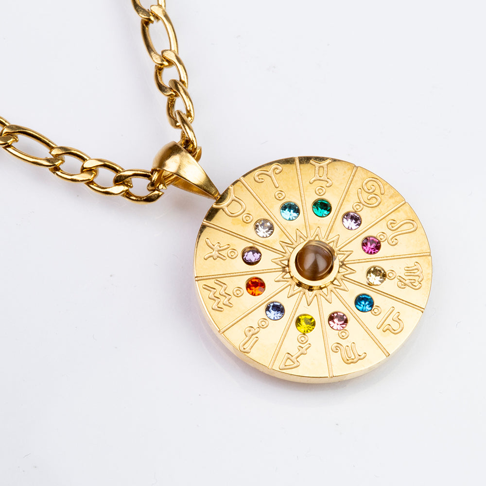 Colar de Liga de Ouro com Olho de Tigre ( Colar+Pendente )