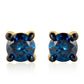 Brincos de Prata com Banho de Ouro com Diamante Azul