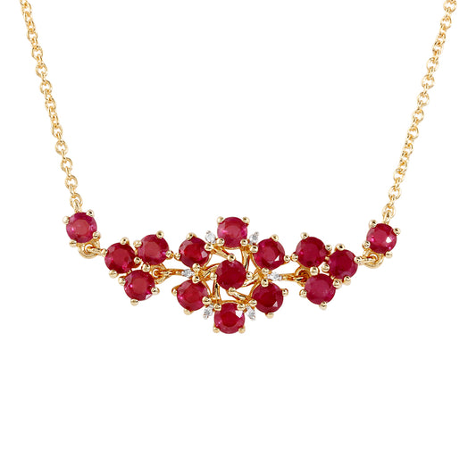 Colar de Prata com Banho de Ouro com Rubi da Tailândia e Topázio Branco  Contraste: Cabeca de Veado (800)