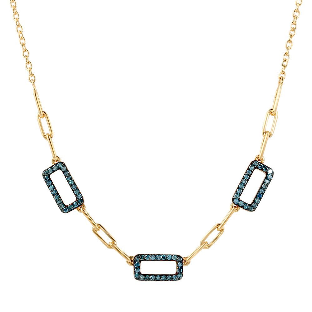 Colar de Prata com Banho de Ouro com Diamante Azul  Contraste: Cabeca de Veado (800) 1 