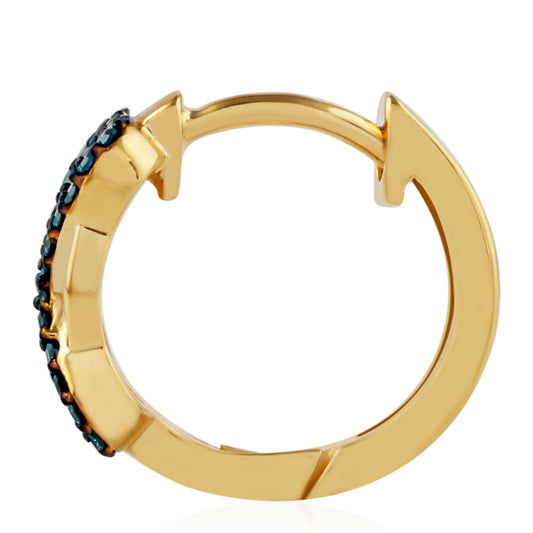 Brincos de Prata com Banho de Ouro com Diamante Azul