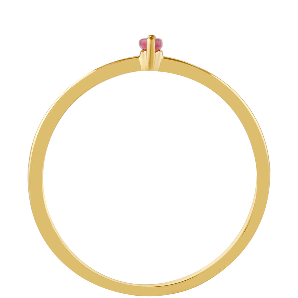 Anel de Prata com Banho de Ouro com Rubi da Tailândia