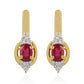 Brincos de Prata com Banho de Ouro com Rubi da Tailândia e Topázio Branco