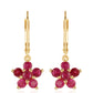 Brincos de Prata com Banho de Ouro com Rubi da Tailândia