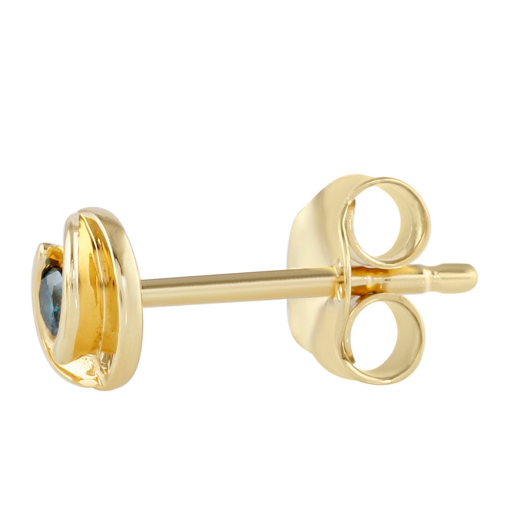 Brincos de Prata com Banho de Ouro com Diamante Azul 2 